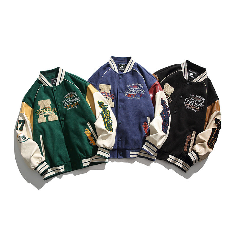 ATN Stand Collar Baseball Embroidery Jacket