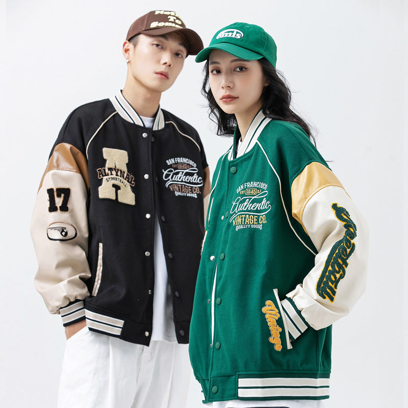 ATN Stand Collar Baseball Embroidery Jacket