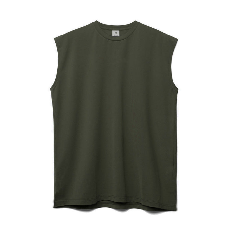 Men's loose sleeveless vest, wide-shoulder, solid color, for sports