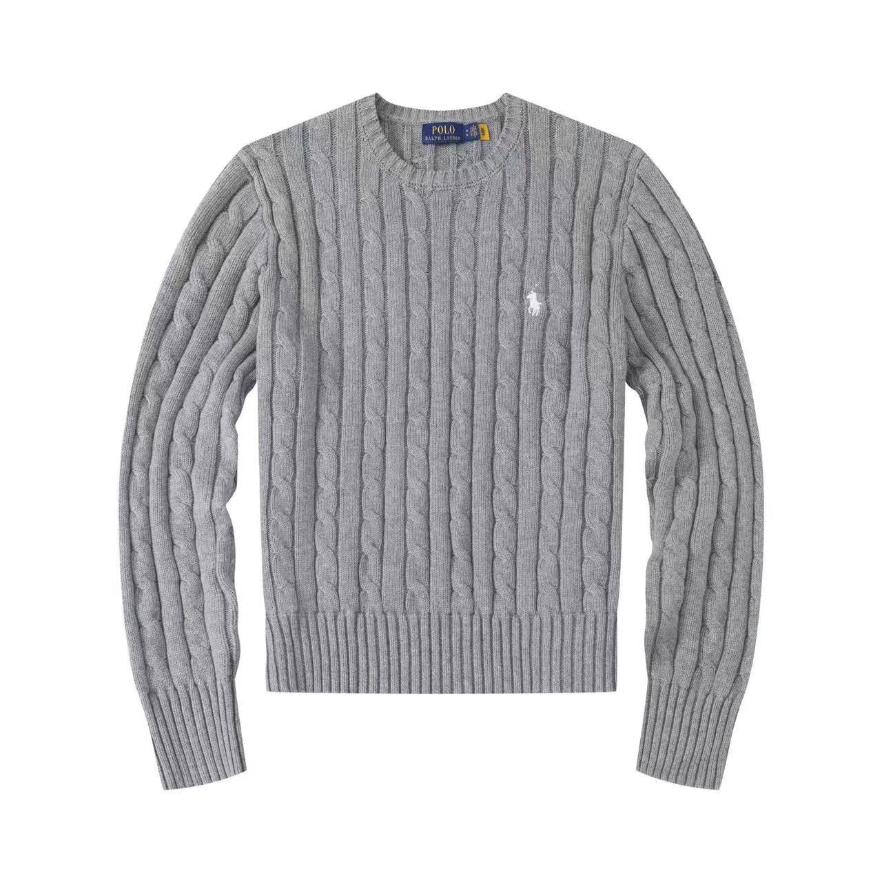 Polo Long Sleeve Cotton Twist Knit Sweater