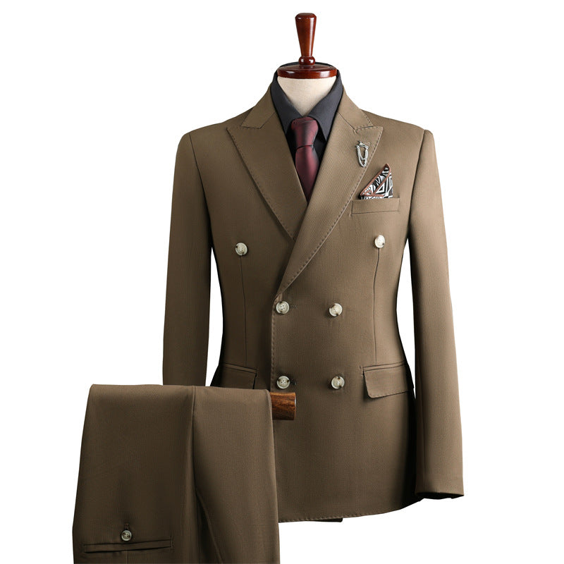Double-Row Slim Fit Men's Business Suit