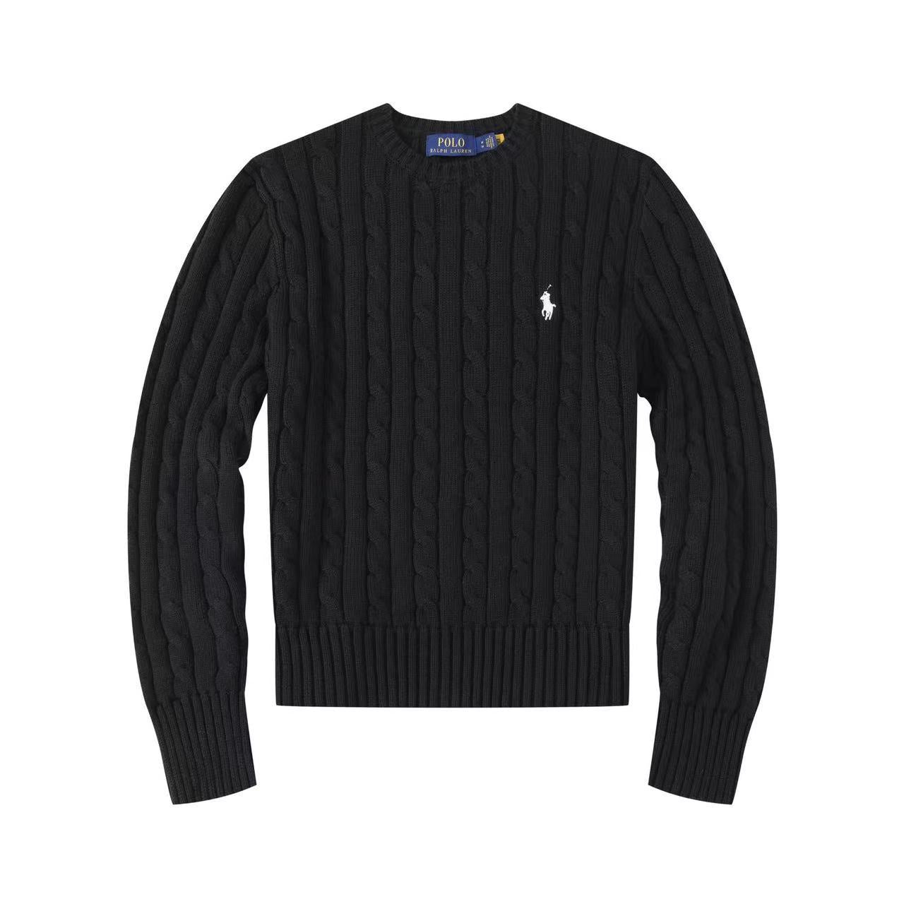 Polo Long Sleeve Cotton Twist Knit Sweater