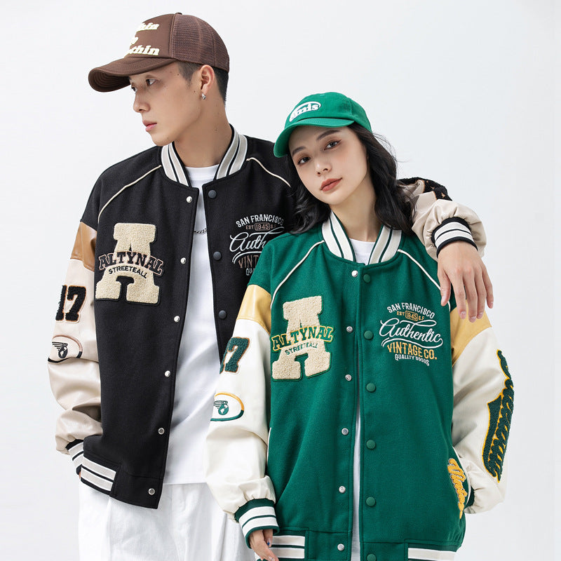 ATN Stand Collar Baseball Embroidery Jacket