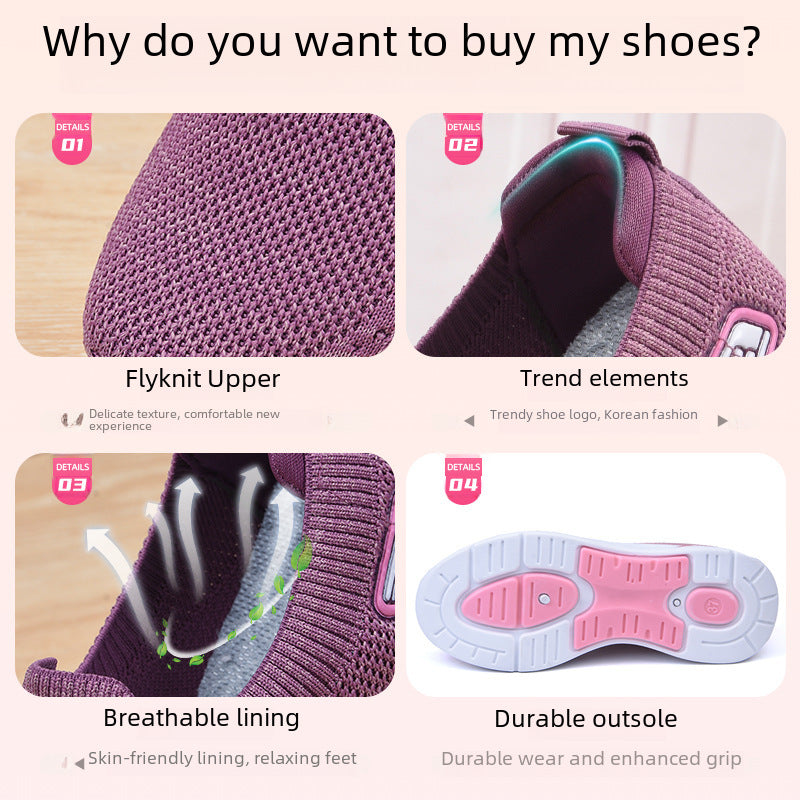 Women's breathable soft-sole sneakers, shock-absorbing, casual, ideal for spring and autumn