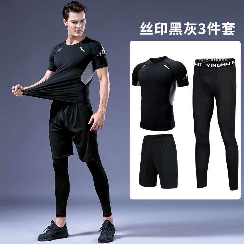 Men's quick-dry fitness suit for running, training, and gym