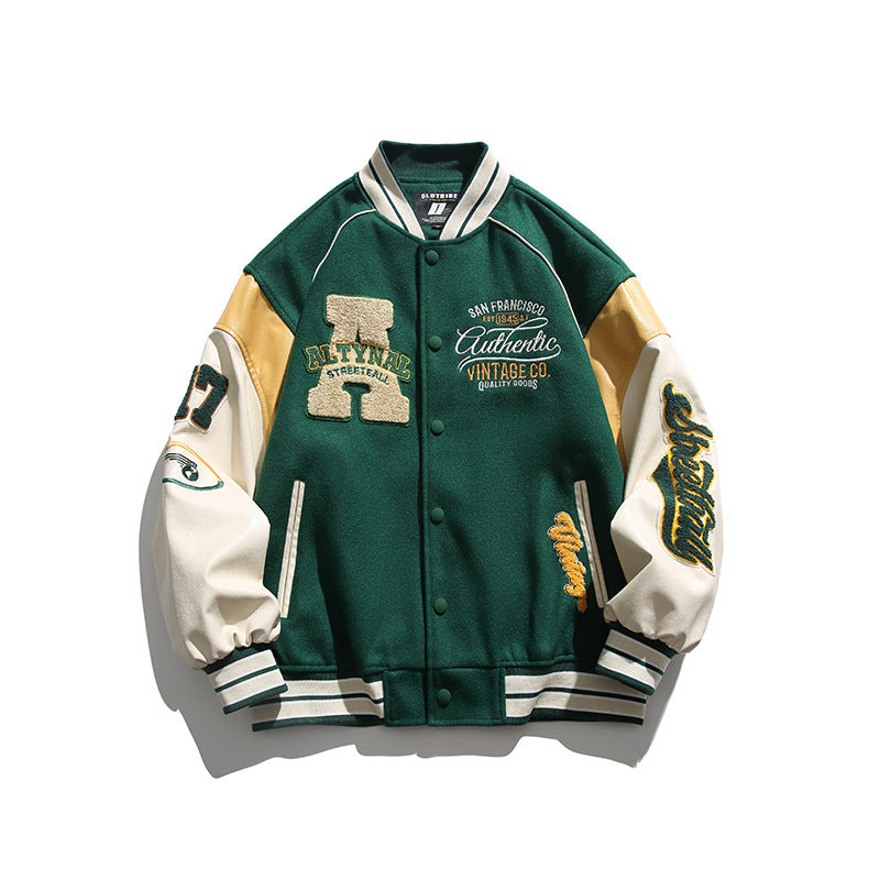 ATN Stand Collar Baseball Embroidery Jacket