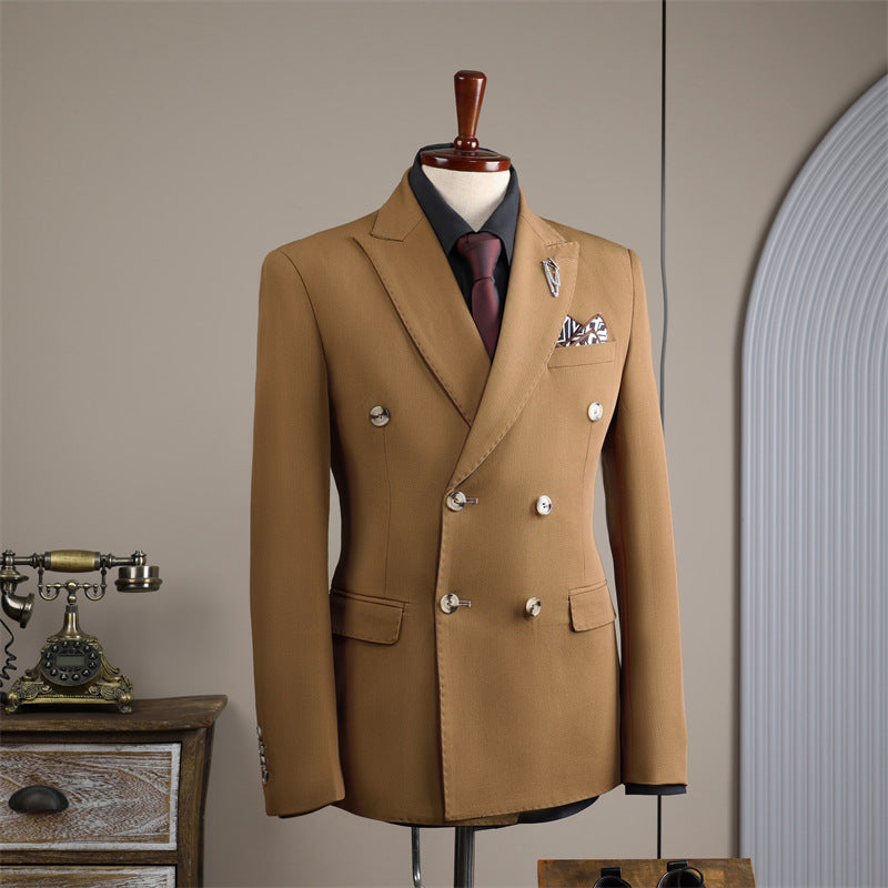 Double-Row Slim Fit Men's Business Suit