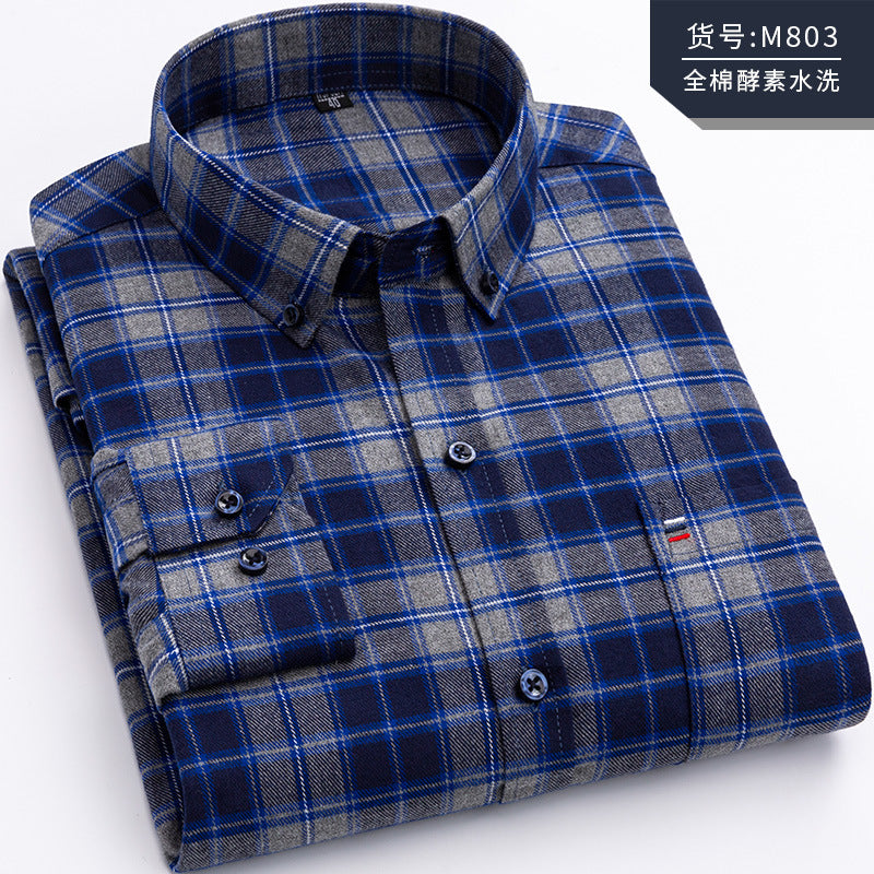 Japanese Retro Casual Cotton Plaid Shirt