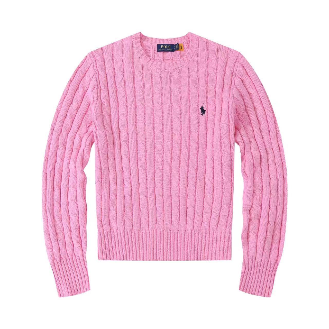 Polo Long Sleeve Cotton Twist Knit Sweater