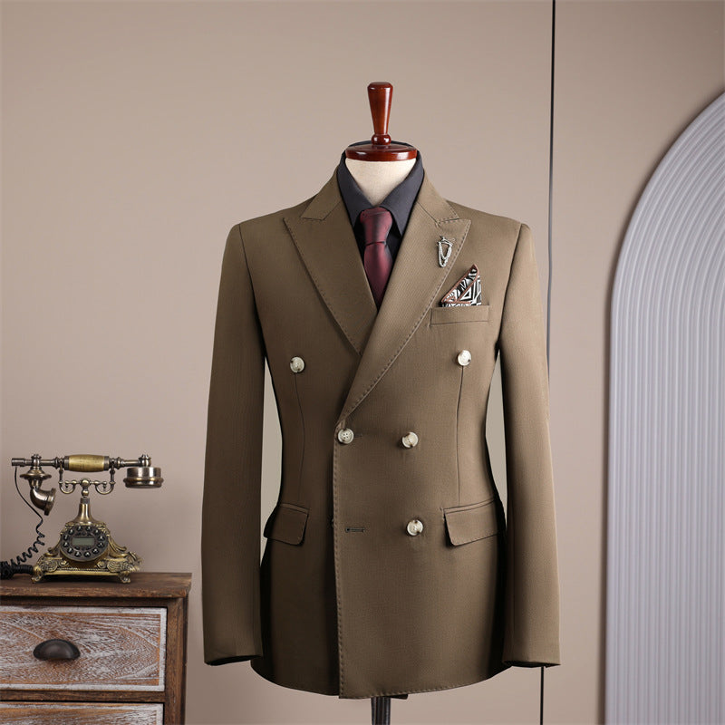 Double-Row Slim Fit Men's Business Suit
