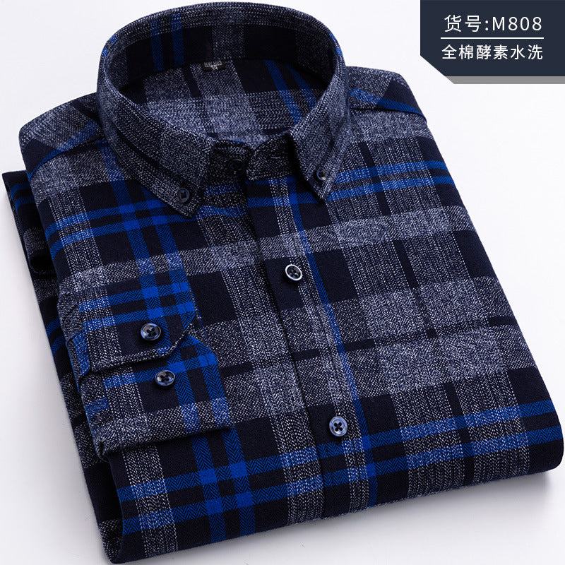 Japanese Retro Casual Cotton Plaid Shirt