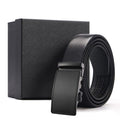 Black Leather Belt with Automatic Buckle