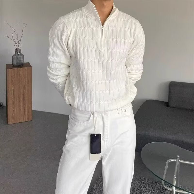 Quilted Zip-Up Sweater