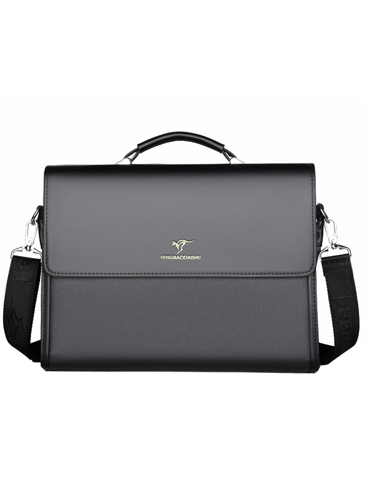 Men's handbag, business men's bag, horizontal leather, conference commuter, work document bag, multi-layer, high-capacity briefcase