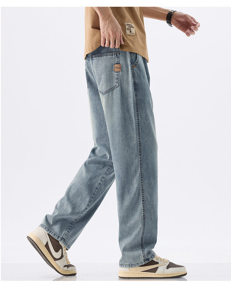 Men's Lyocell Loose Jeans - Cool Summer Fit, Wide Leg & Light Wash