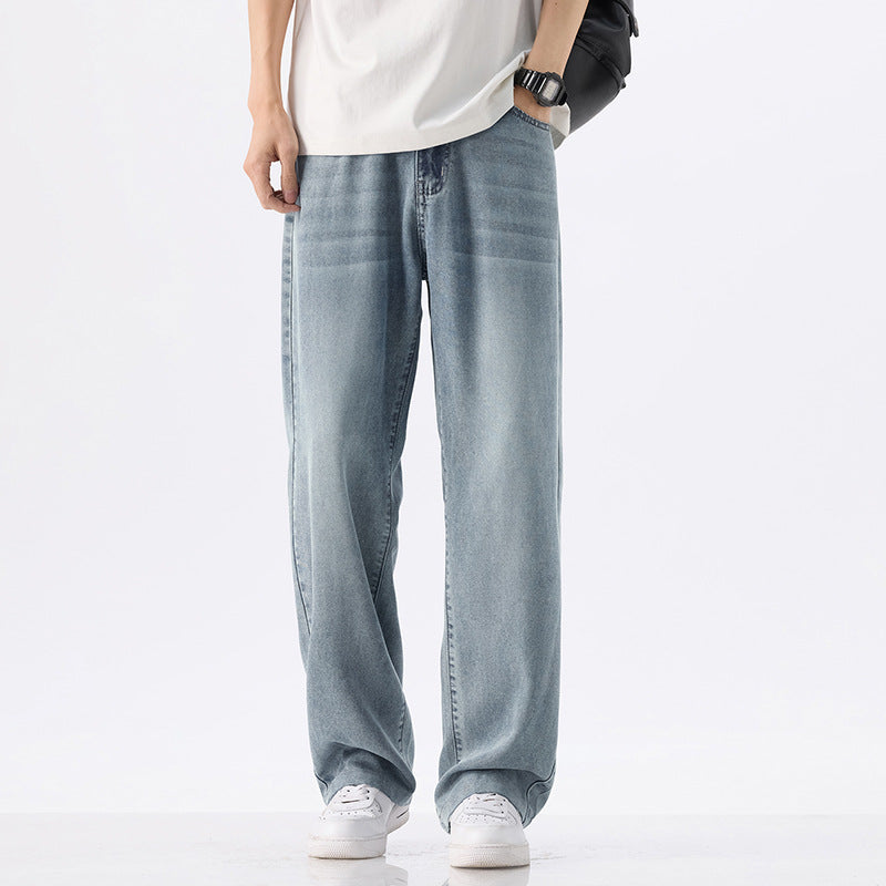 Men's Lyocell Loose Jeans - Cool Summer Fit, Wide Leg & Light Wash