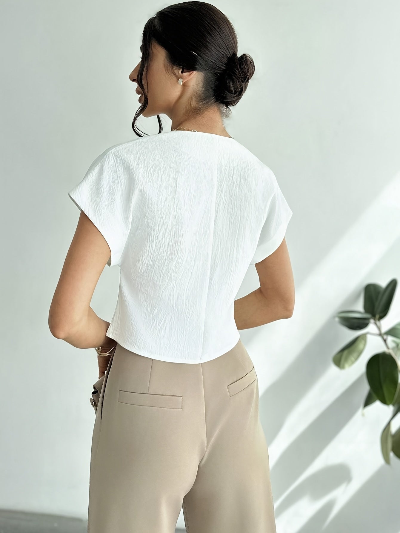 Asymmetric Single Button Vest Blouse