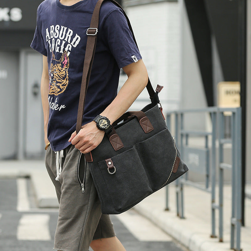 Versatile Canvas Multi-Pocket Messenger