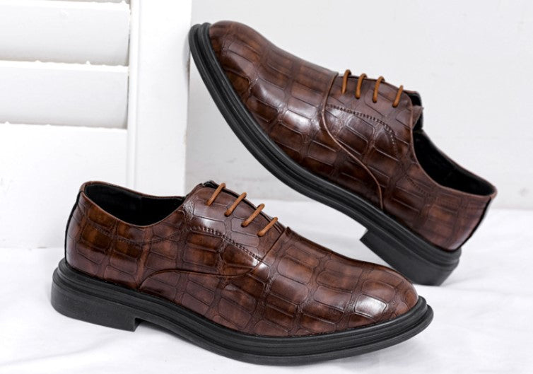 New Crocodile Print Casual Men's Leather Shoes