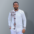 Men's Habesha Tunic with Geometric Embroidery
