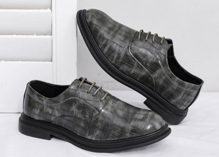 New Crocodile Print Casual Men's Leather Shoes