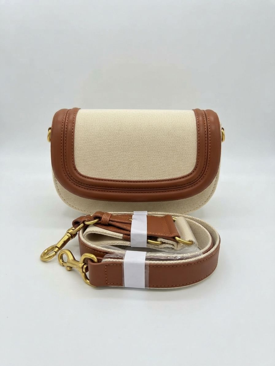 Contrast Canvas Saddle Bag