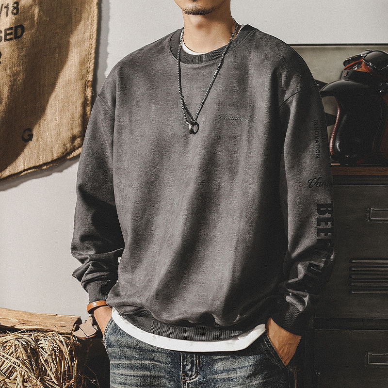 Retro Premium Suede Sweatshirt