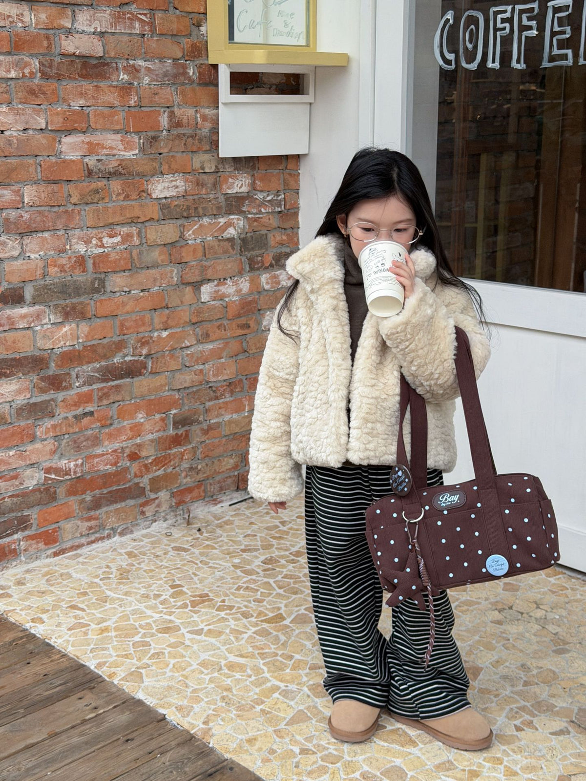 Girls' Plush Stand-Collar Puffer Jacket
