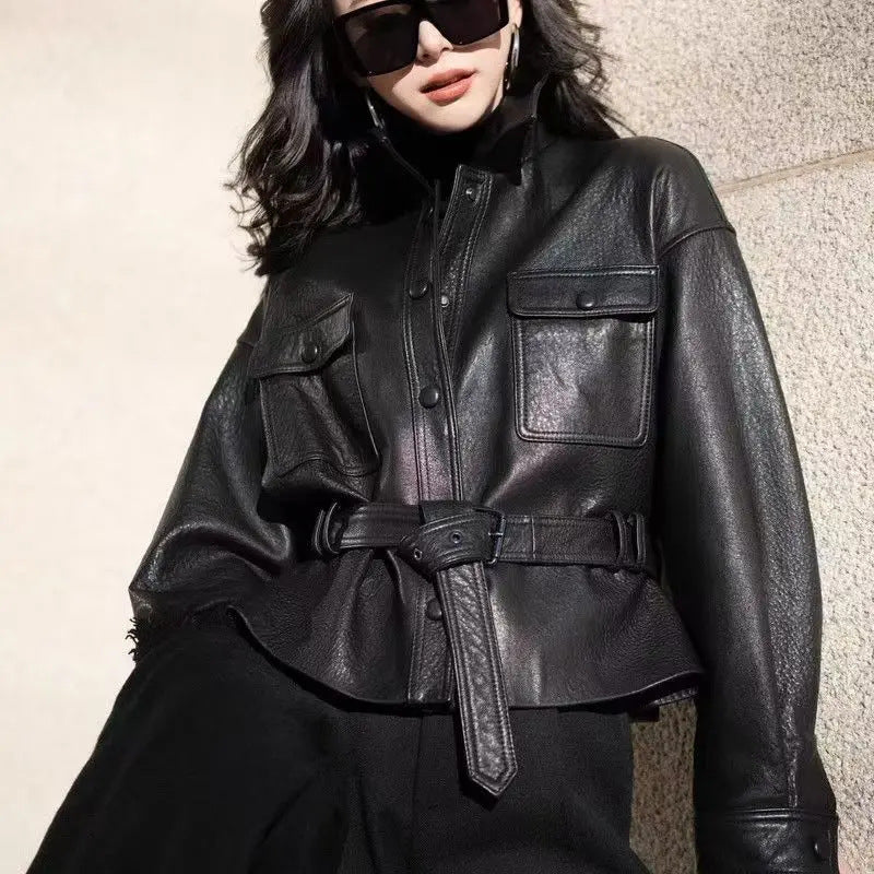 Premium Belted Leather Jacket