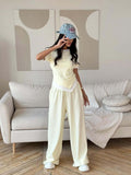Layered Short Sleeve Top and Wide Leg Trousers Set