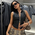 Sleek PU Leather Crop Vest
