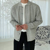 Pit striped knitted cardigan jacket gray