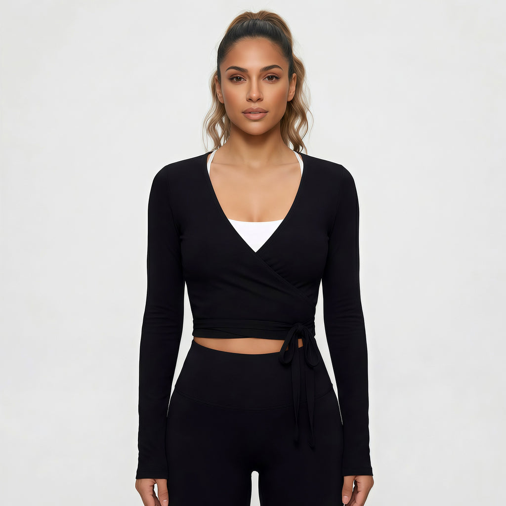 Lace-Up Long-Sleeve Yoga Top