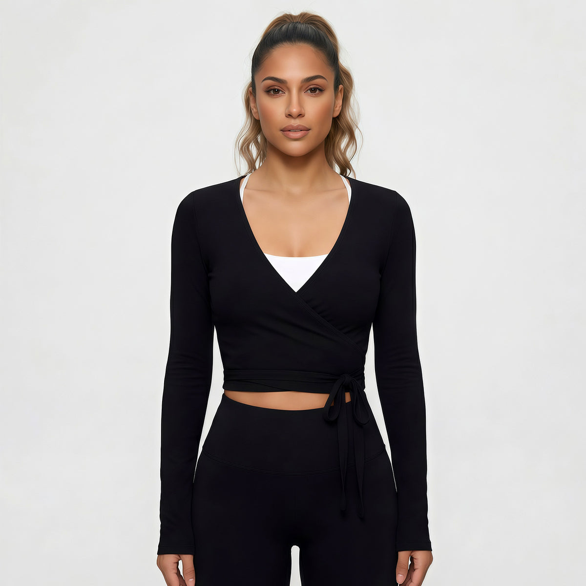 Lace-Up Long-Sleeve Yoga Top