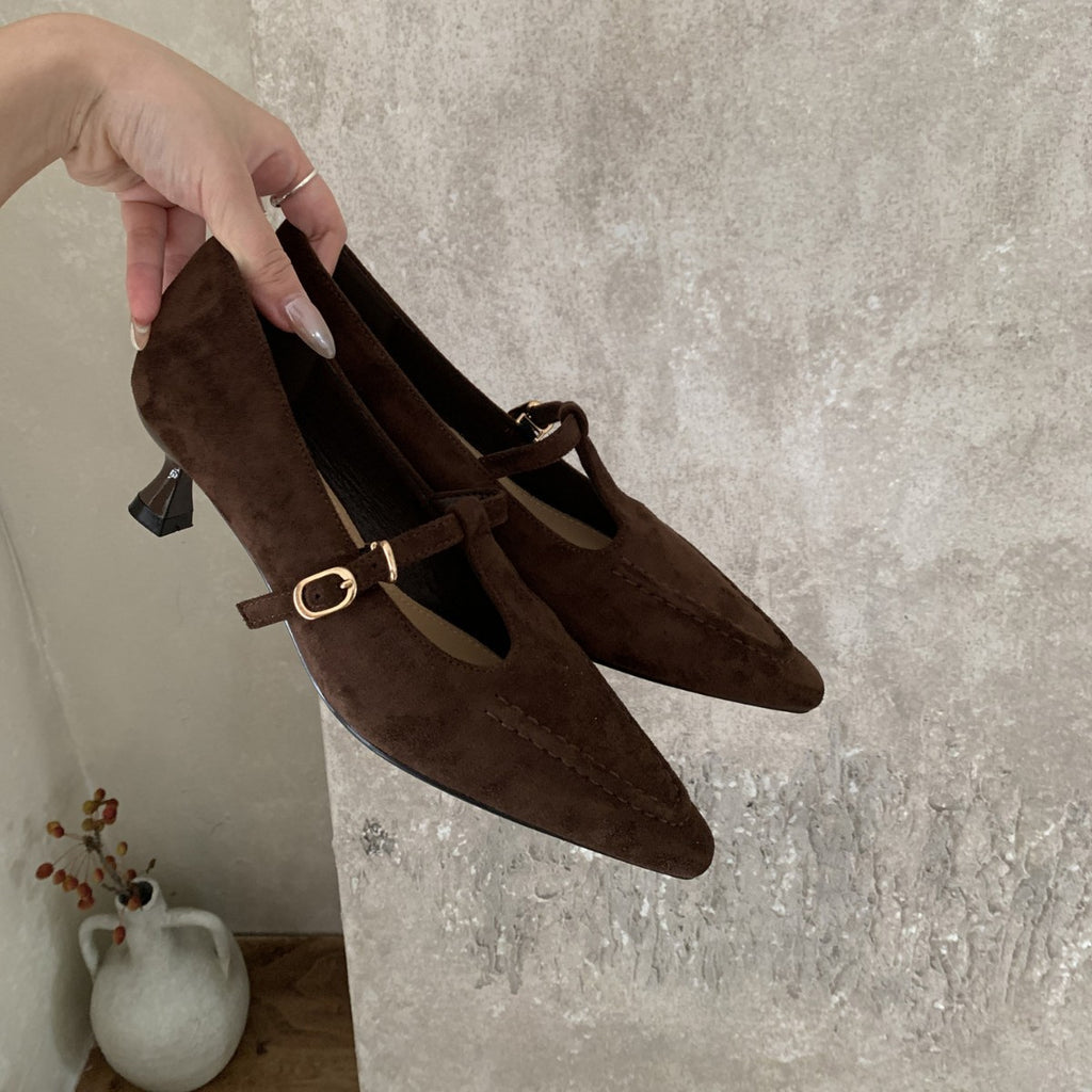 Pointed-Toe Mary Jane Heels