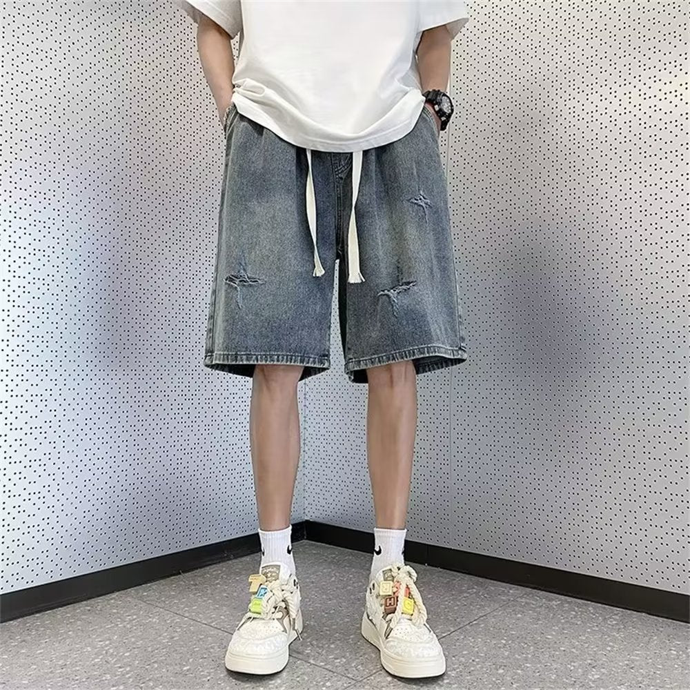 Loose-fit Denim Cargo Shorts