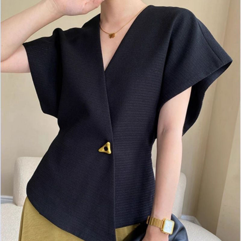 Elegant Asymmetrical V Neck Vest