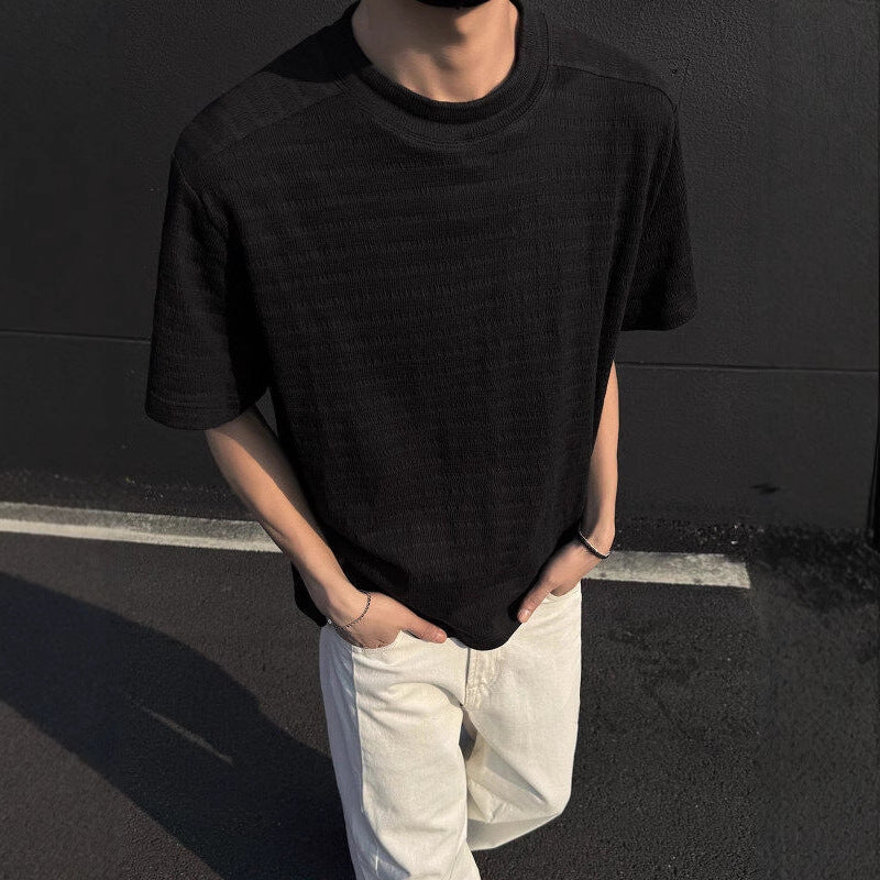 Textured Crewneck T-Shirt.
