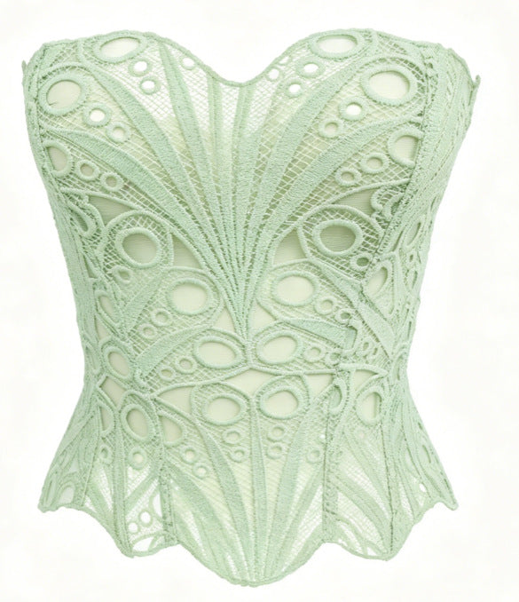 Irregular Lace Boned Corset Bustier