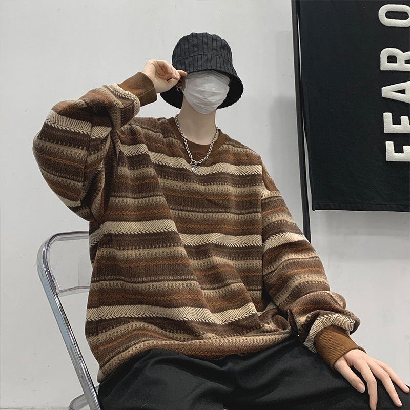 Retro Striped Oversized Pullover