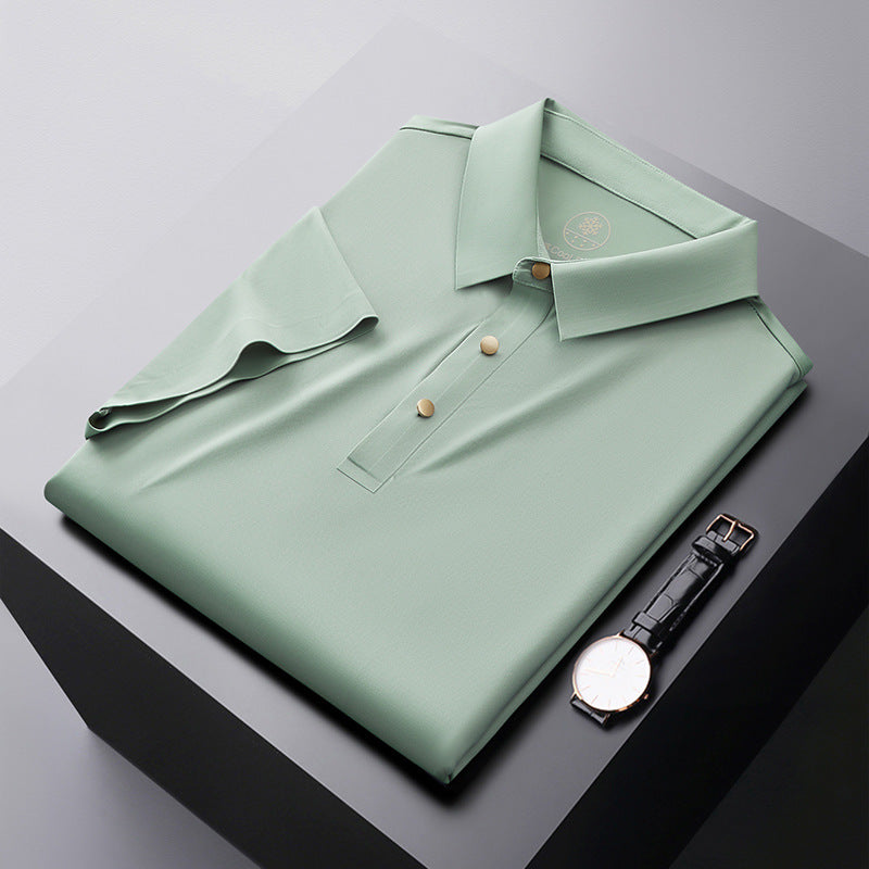 Laminated Solid Color Polo Shirt