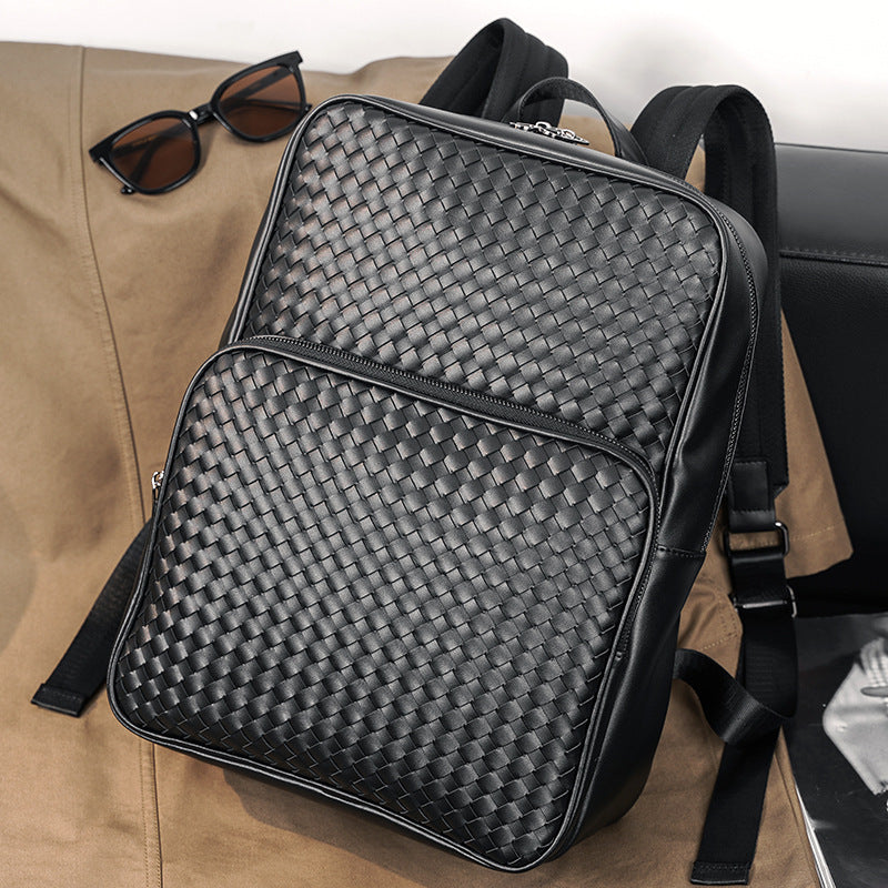 New Fashion Woven Backpack Men's Casual Business Large Capacity Backpack Korean Men's Bag Trend Carry Bag