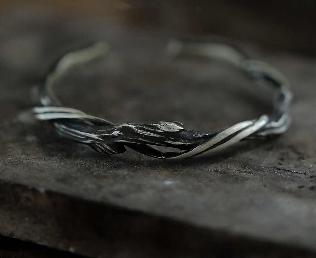 Yishang S925 Thai silver "driftwood" bracelet men's niche retro high-end men's men's couple bracelet