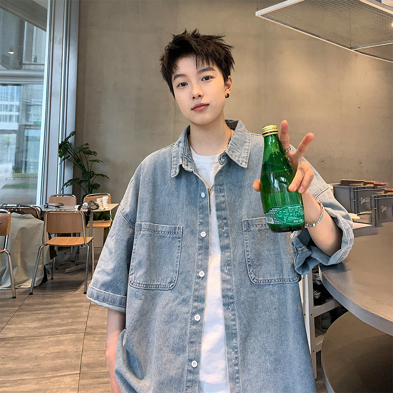 Retro Utility Denim Button Up
