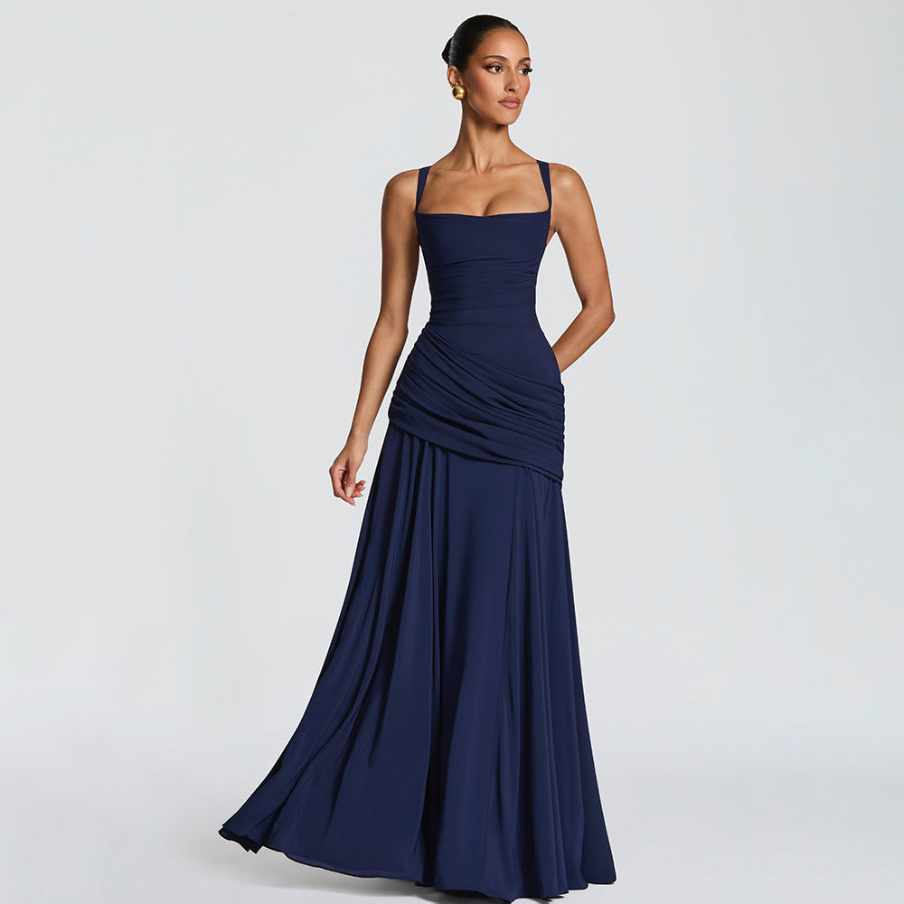 Aurora Ruched Backless Maxi Dress