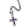 Silver purple pendant + 3mm24inch stainless steel twist chain