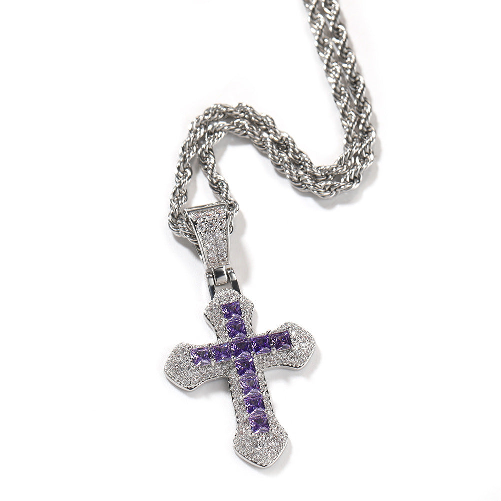 Iced Cross Rope Chain Pendant