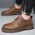 Men's leather shoes autumn British platform trend derby shoes men's casual wedding black low-top workwear Martin boots shoes