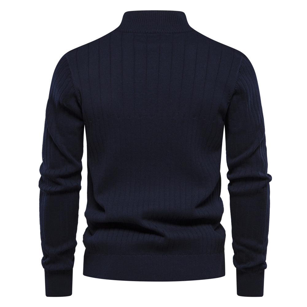 Vertical Stripe Quarter Zip Knit
