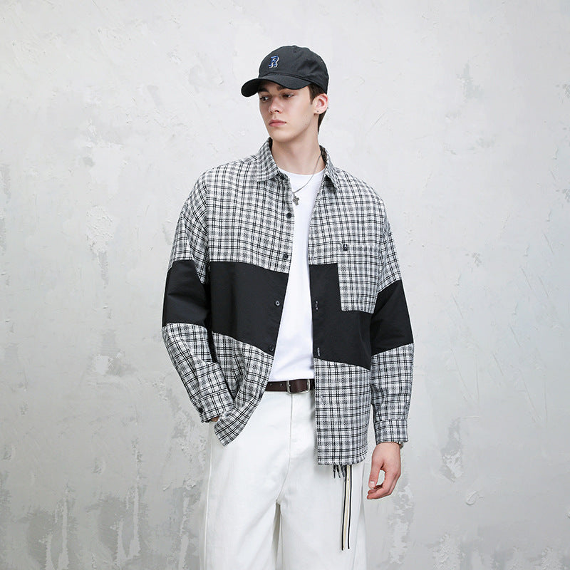 Retro Plaid Patchwork Shirt-Jacket